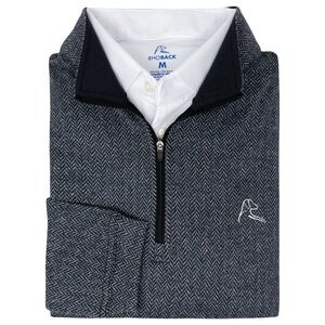 Rhoback Navy Herringbone Quarter-Zip